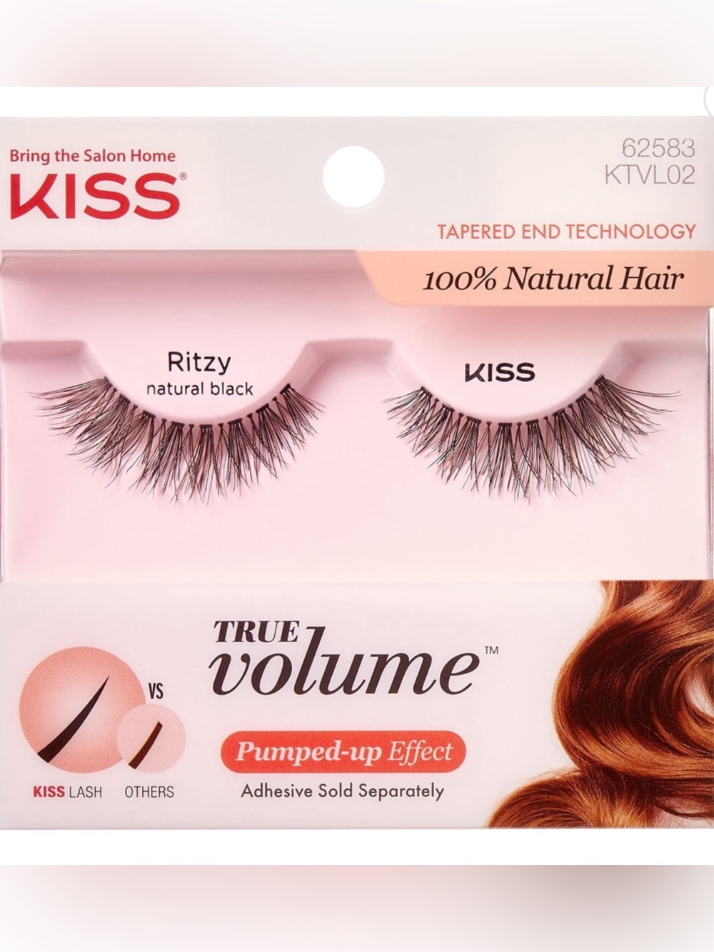 . 6 Pairs Of Kiss Ritzy True Volume 100% Human Hair False Eyelashes